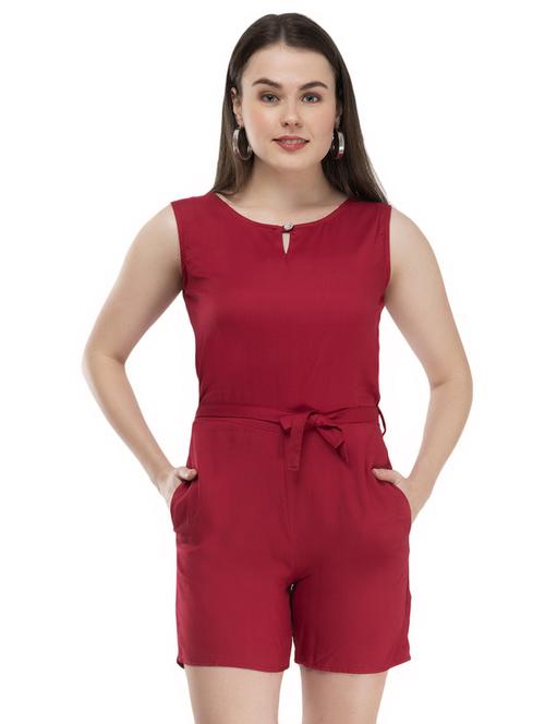 tie front key hole neck romper - 16958804 - Standard Image - 1