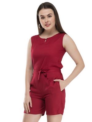 tie front key hole neck romper - 16958804 - Standard Image - 2