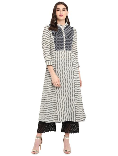 chevron a-line kurta - 16958817 - Standard Image - 1