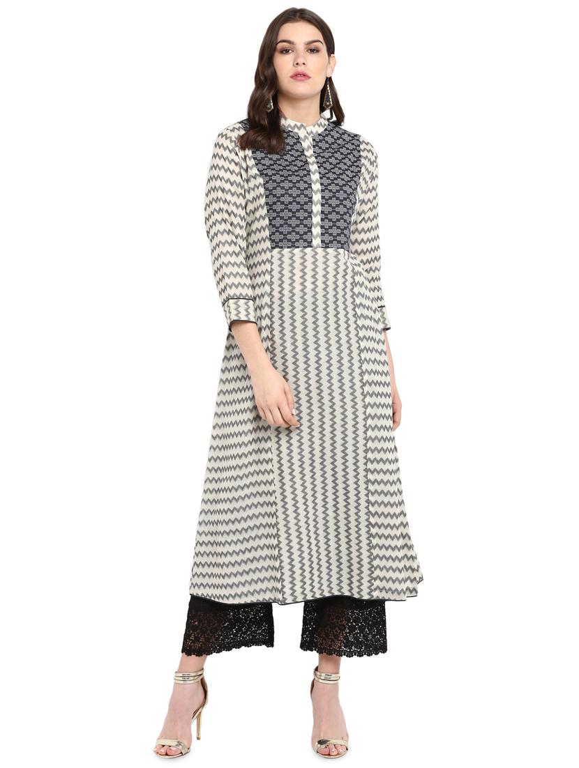 chevron a-line kurta - 16958817 - Zoom Image - 1