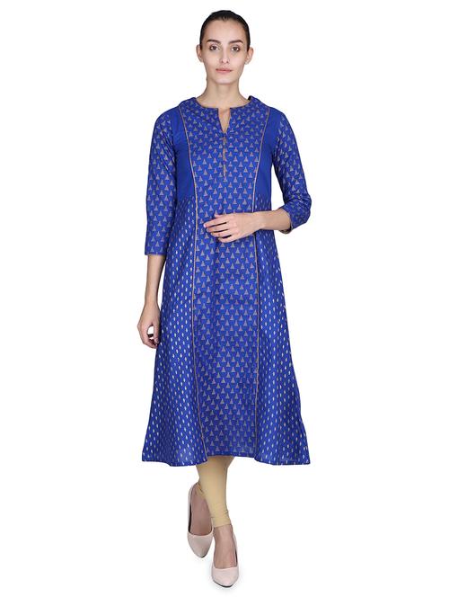 gold print a-line kurta - 16958828 - Standard Image - 1