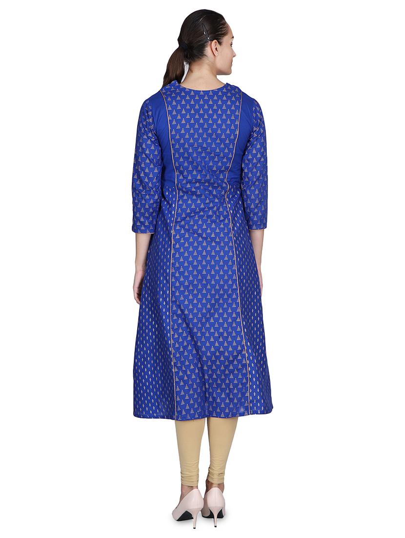gold print a-line kurta - 16958828 - Zoom Image - 3