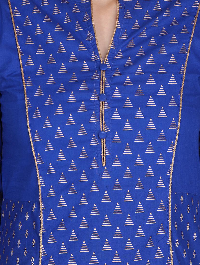 gold print a-line kurta - 16958828 - Zoom Image - 4
