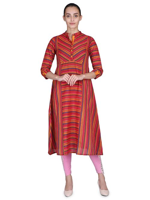striped a-line kurta - 16958834 - Standard Image - 1