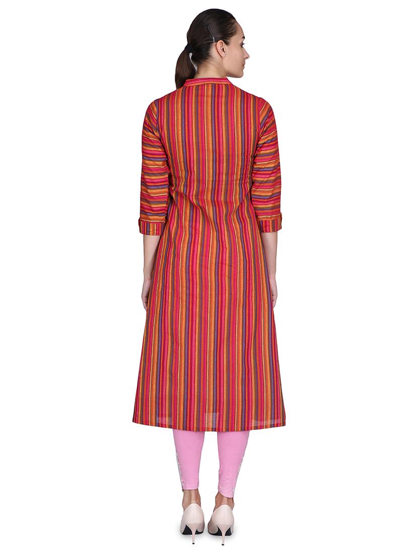striped a-line kurta - 16958834 - Zoom Image - 3