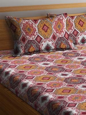 cotton double bedsheet with two pillow cover - 16958998 - Standard Image - 2