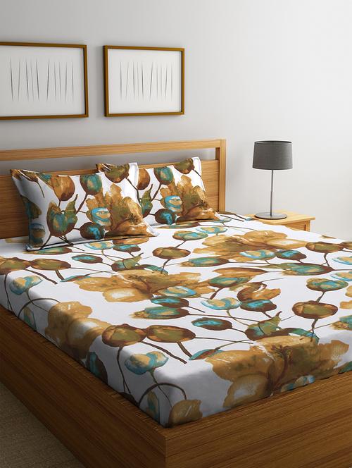 cotton double bedsheet with two pillow cover - 16959002 - Standard Image - 1