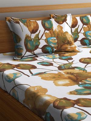 cotton double bedsheet with two pillow cover - 16959002 - Standard Image - 2
