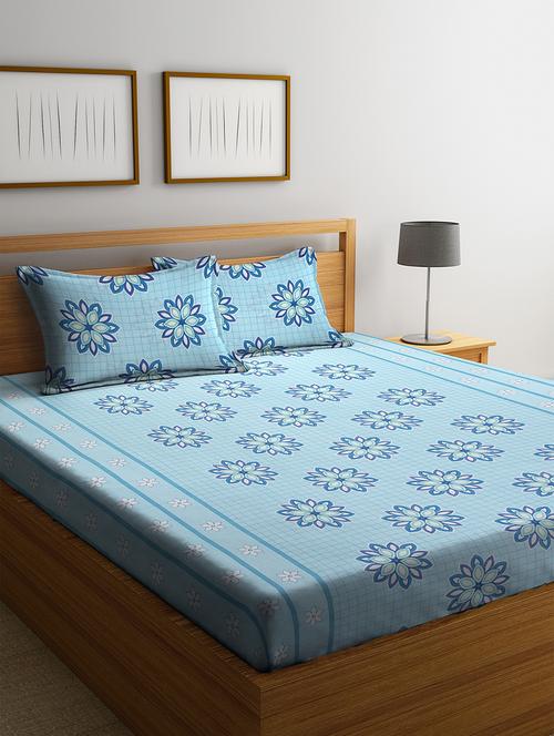 cotton double bedsheet with two pillow cover - 16959032 - Standard Image - 1