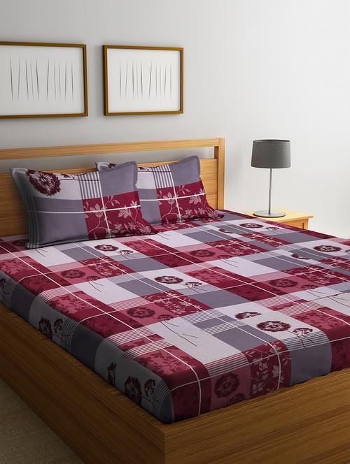 cotton double bedsheet with two pillow cover - 16959033 - Standard Image - 1