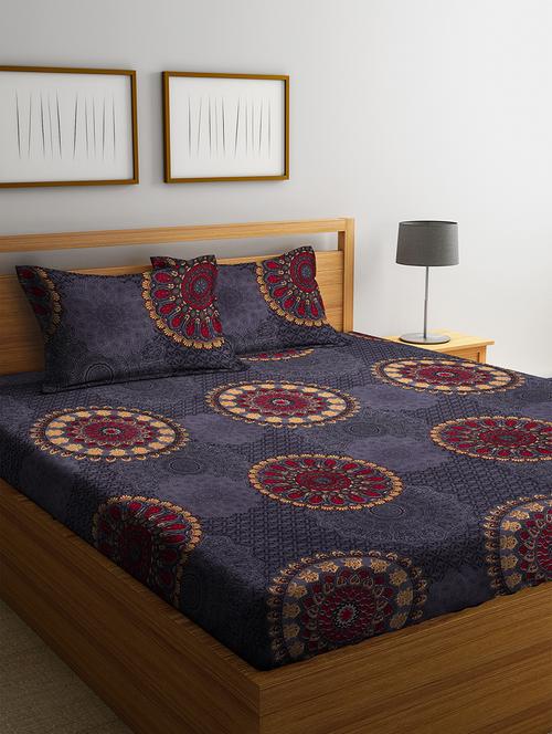 cotton double bedsheet with two pillow cover - 16959038 - Standard Image - 1