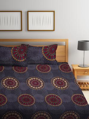 cotton double bedsheet with two pillow cover - 16959038 - Standard Image - 2