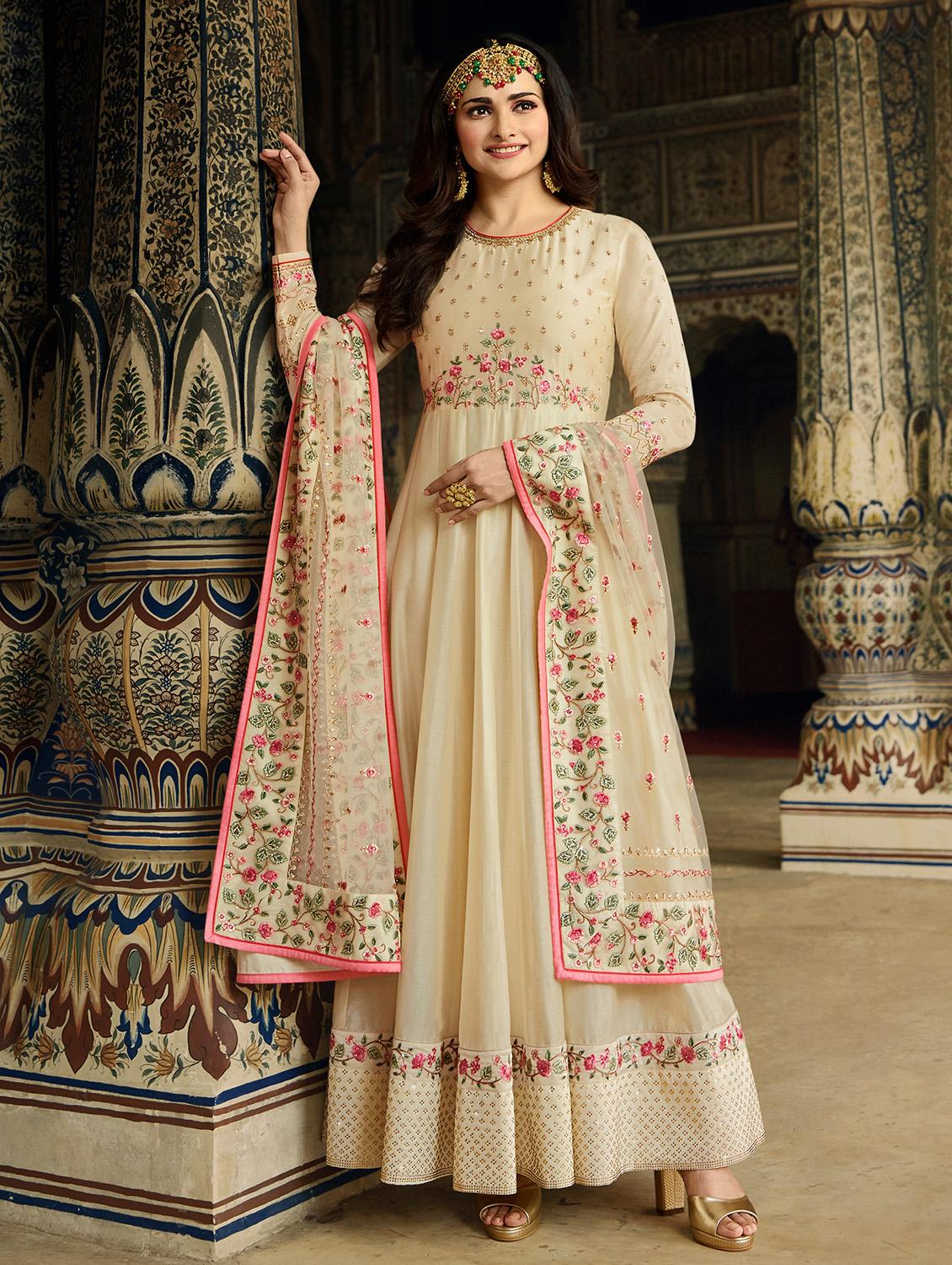 embroidered anarkali semi-stitched suit - 16959216 - Zoom Image - 1
