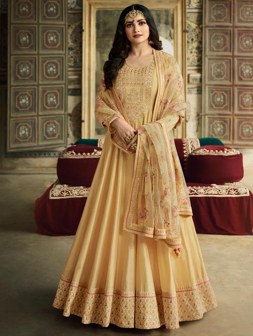 embroidered semi-stitched suit - 16959221 - Standard Image - 1