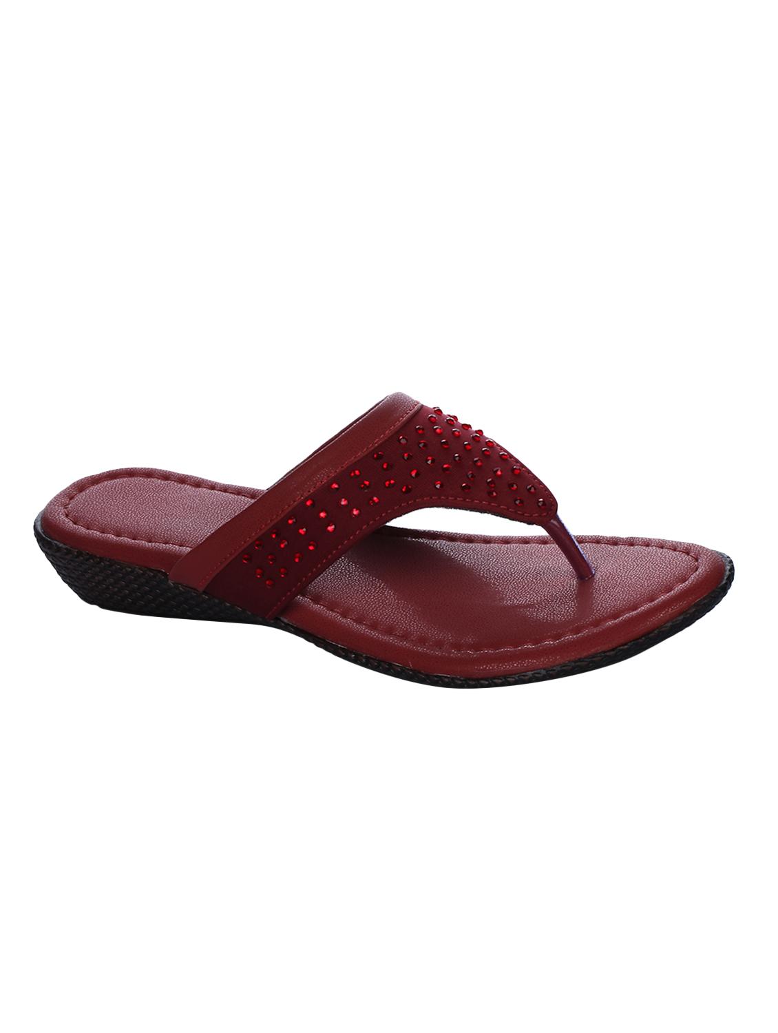 maroon pu open thong sandals - 16959441 - Zoom Image - 1