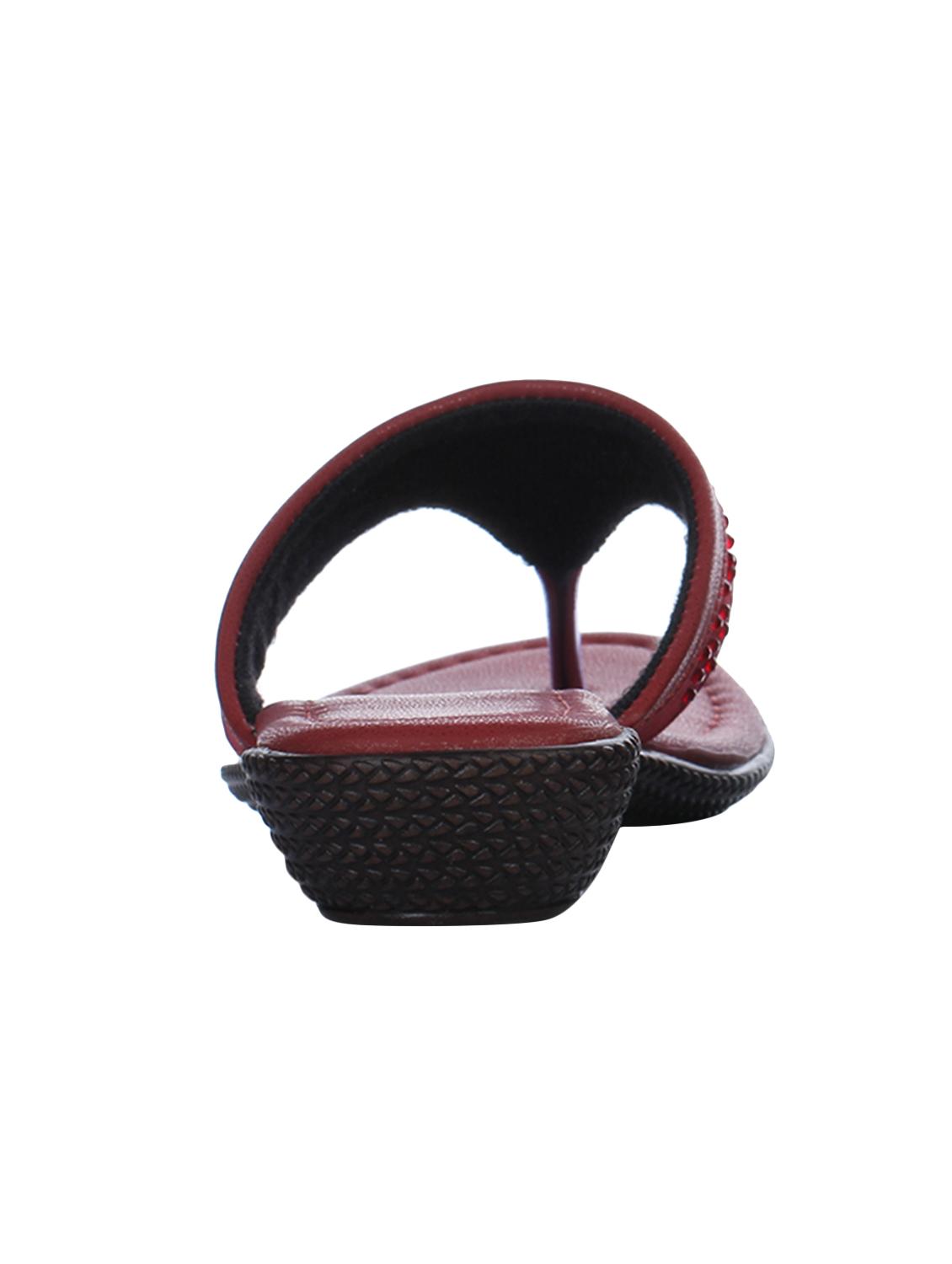 maroon pu open thong sandals - 16959441 - Zoom Image - 3