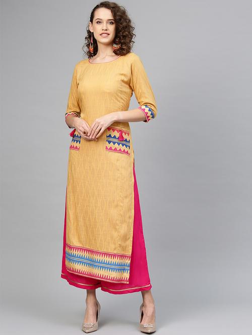 solid kurta palazzo set - 16959595 - Standard Image - 1