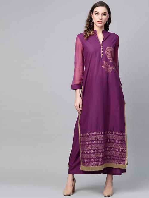 block print kurta palazzo set - 16959622 - Standard Image - 1