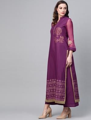 block print kurta palazzo set - 16959622 - Standard Image - 2
