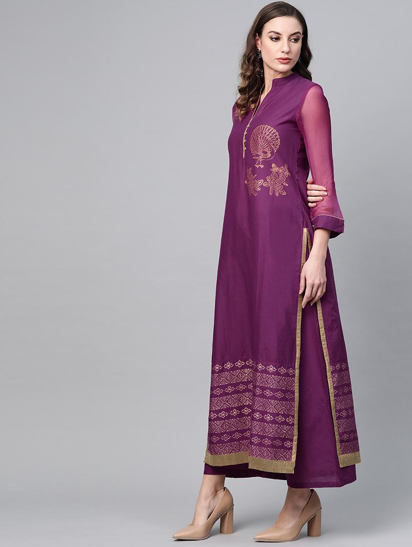 block print kurta palazzo set - 16959622 - Zoom Image - 2