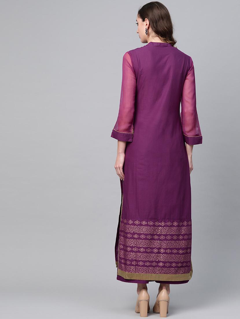 block print kurta palazzo set - 16959622 - Zoom Image - 3