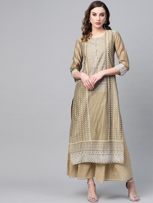 printed kurta skirt set - 16959624 - Standard Image - 1
