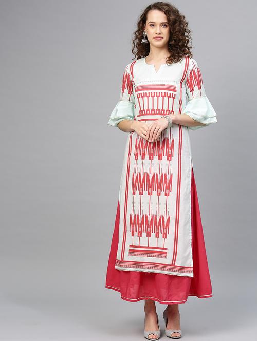 bell sleeves kurta skirt set - 16959628 - Standard Image - 1