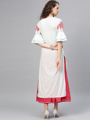 bell sleeves kurta skirt set - 16959628 - Standard Image - 3