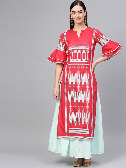 bell sleeves kurta skirt set - 16959629 - Standard Image - 1