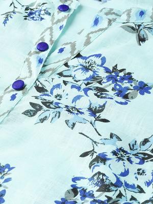 turquoise cotton kurta palazzo set - 16959635 - Standard Image - 4