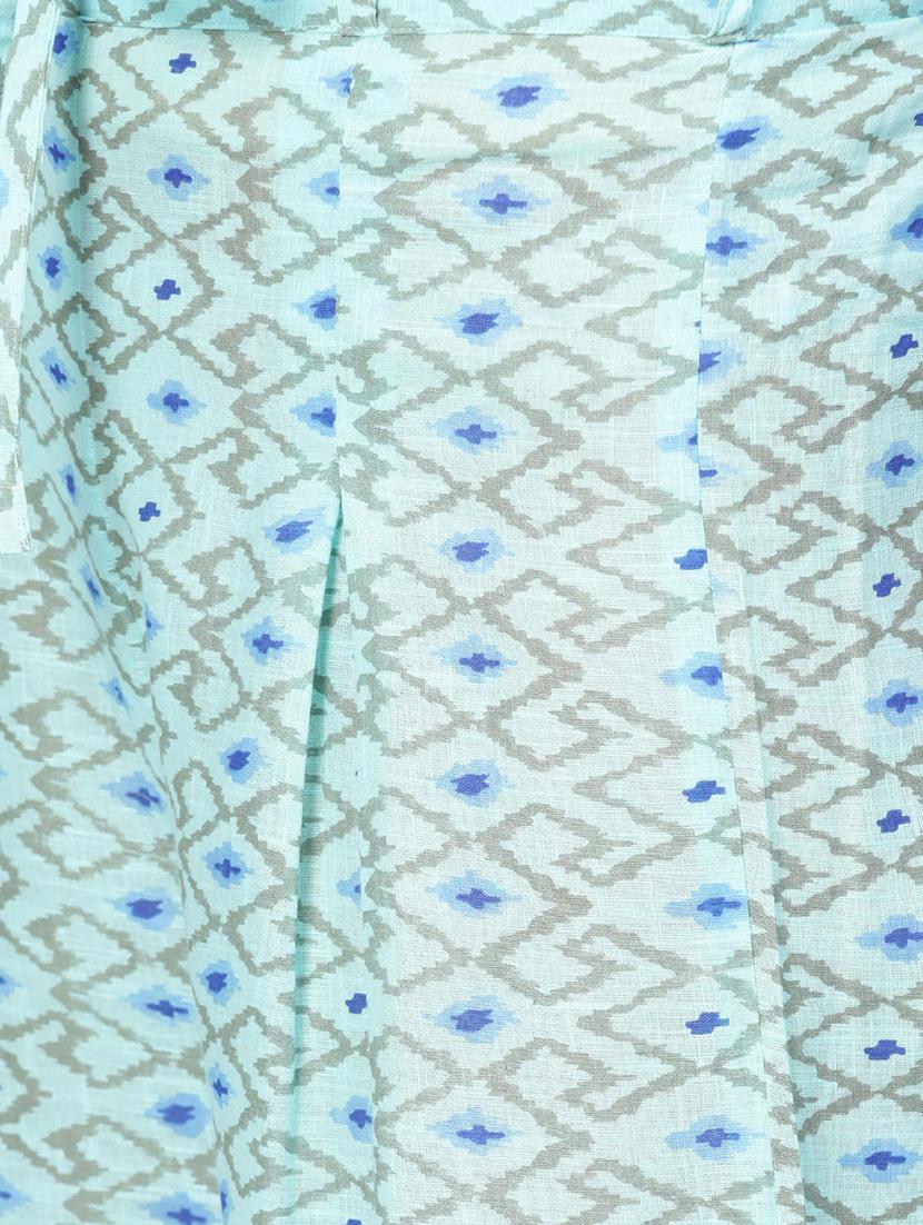 turquoise cotton kurta palazzo set - 16959635 - Zoom Image - 5