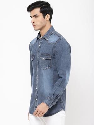 blue faded casual shirt - 16959656 - Standard Image - 2