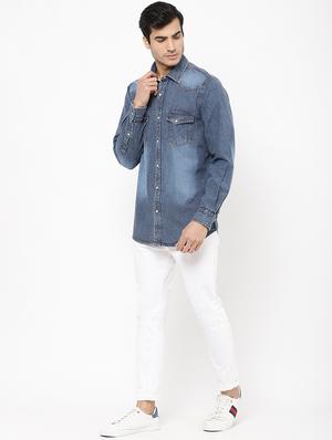 blue faded casual shirt - 16959656 - Standard Image - 4
