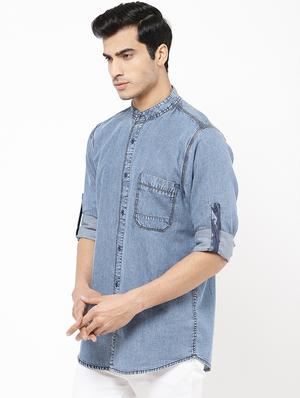 light blue solid casual shirt - 16959657 - Standard Image - 2