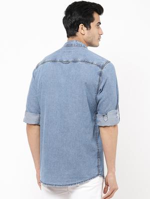 light blue solid casual shirt - 16959657 - Standard Image - 3