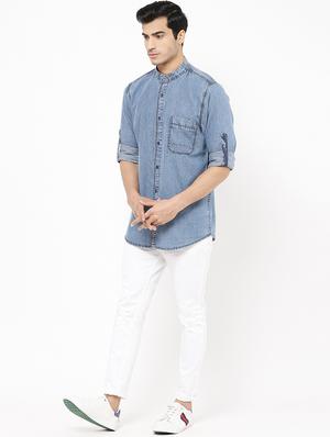 light blue solid casual shirt - 16959657 - Standard Image - 4