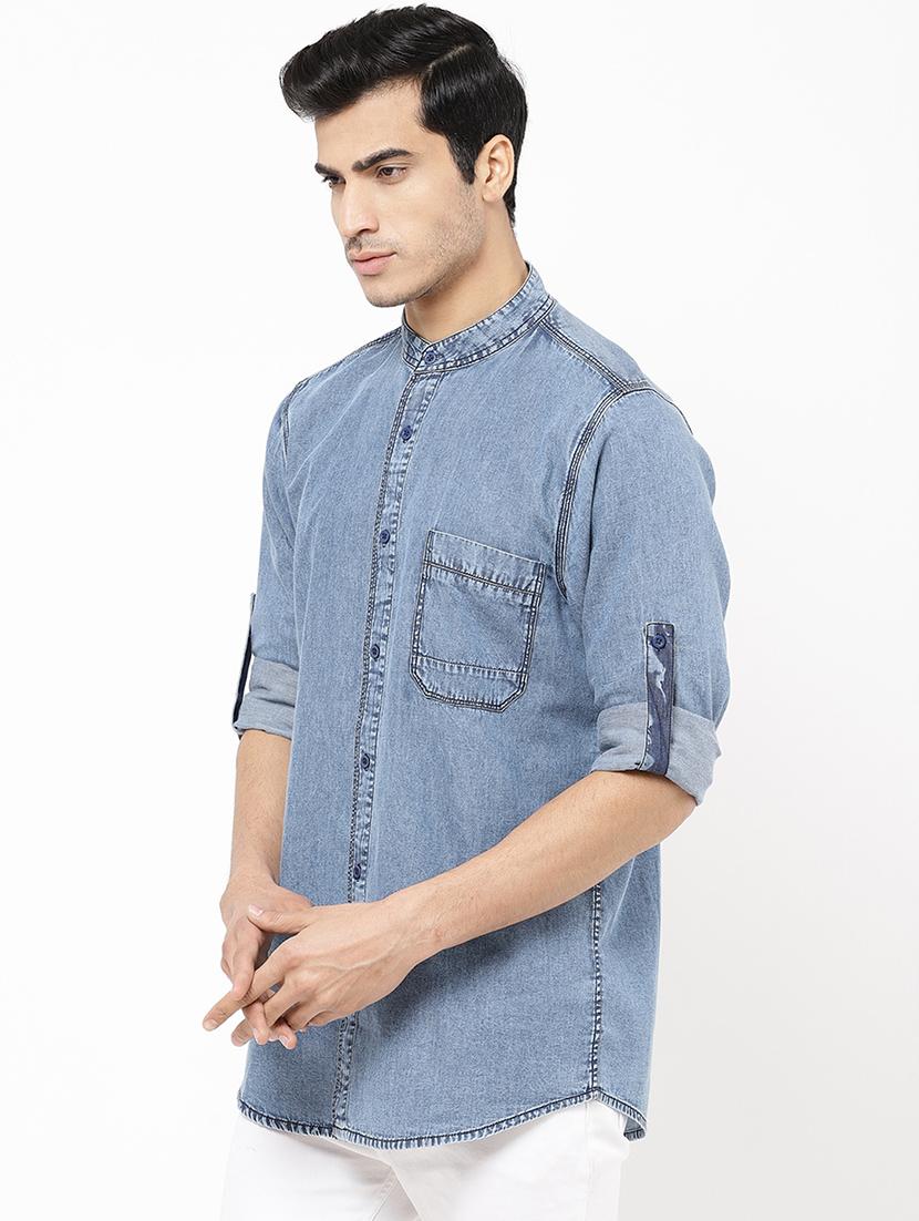 light blue solid casual shirt - 16959657 - Zoom Image - 2