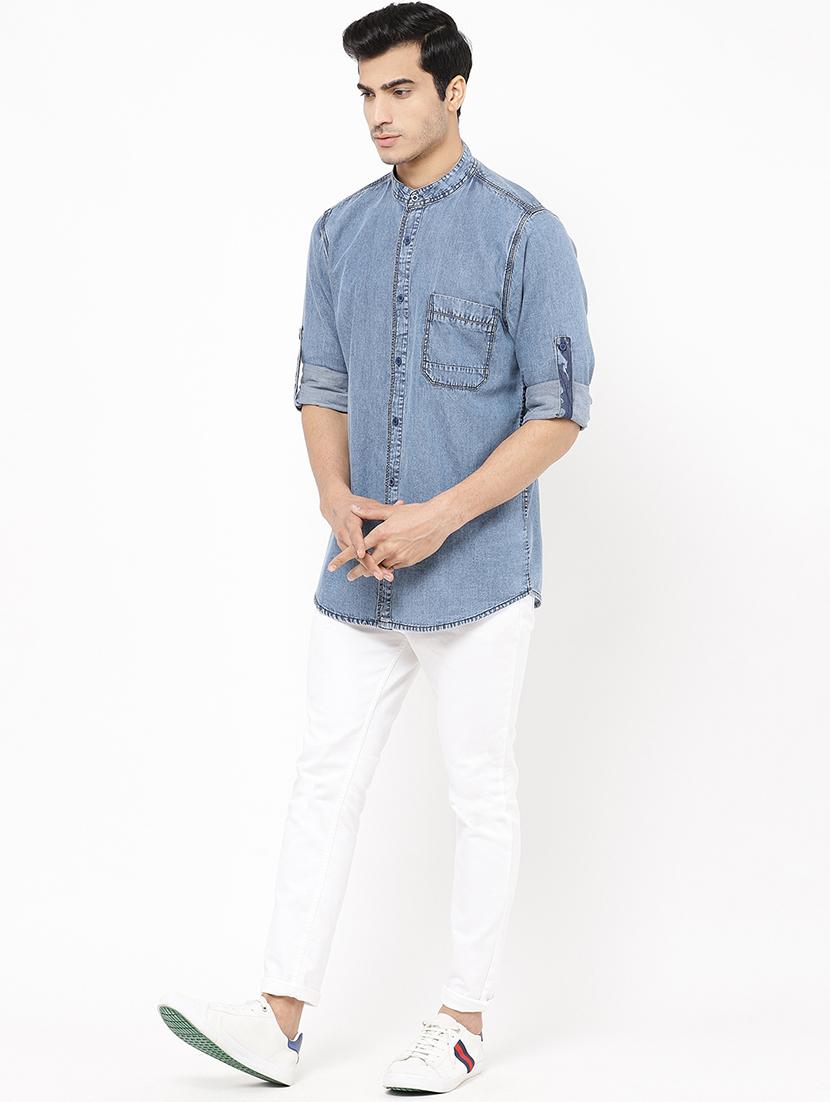 light blue solid casual shirt - 16959657 - Zoom Image - 4