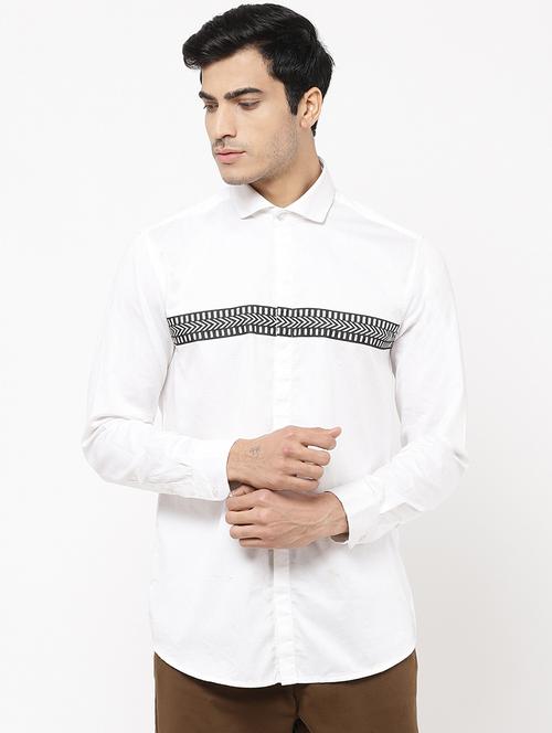 white taped casual shirt - 16959659 - Standard Image - 1