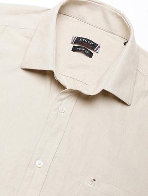 beige solid casual shirt - 16959663 - Standard Image - 5