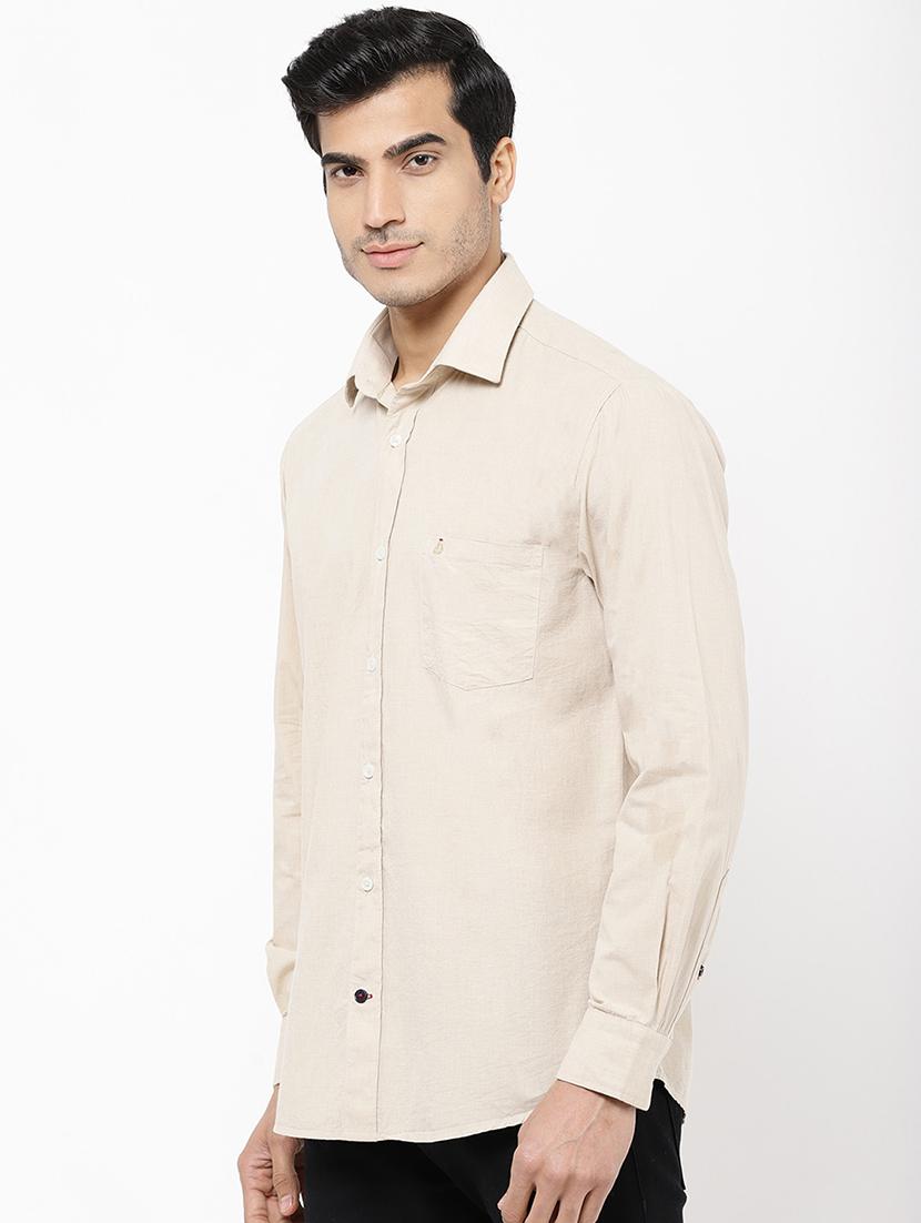 beige solid casual shirt - 16959663 - Zoom Image - 2