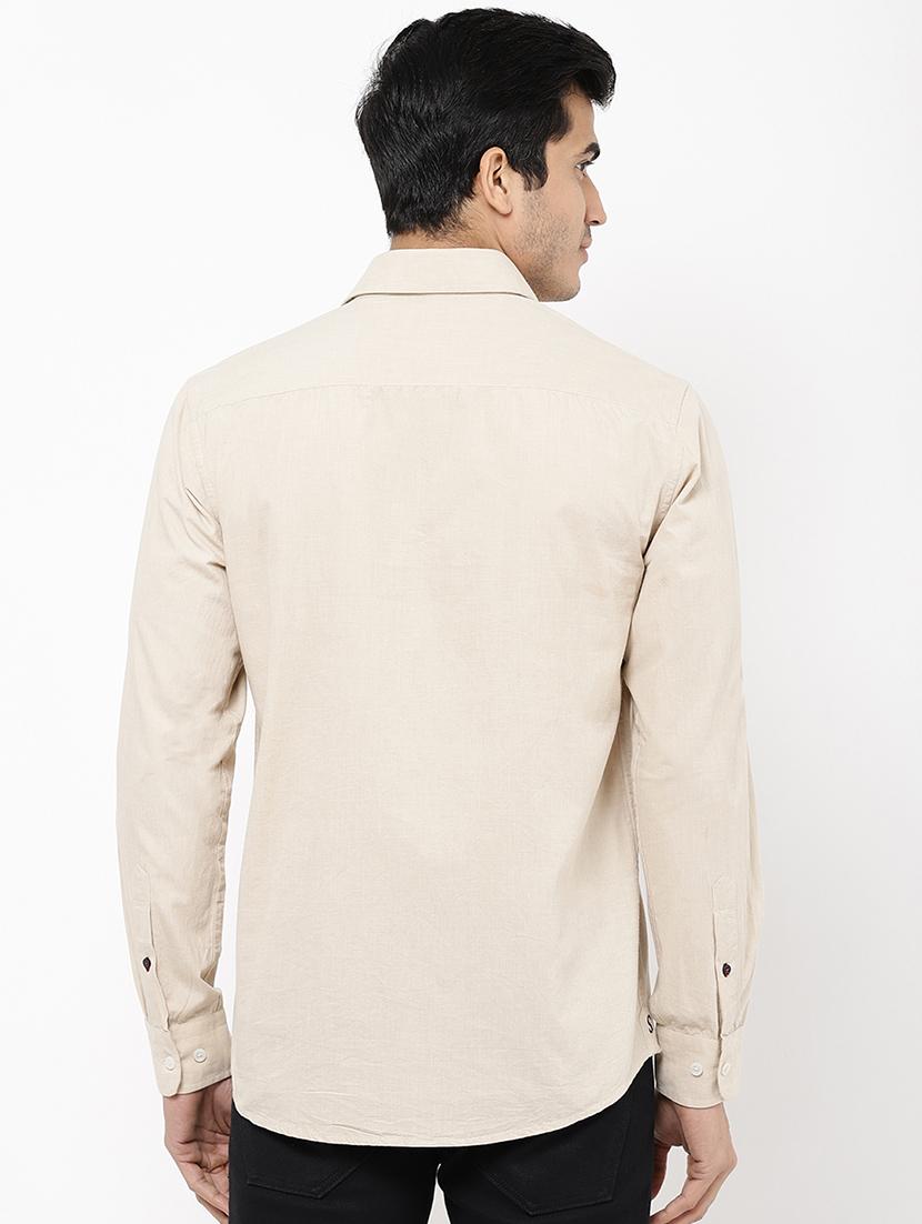 beige solid casual shirt - 16959663 - Zoom Image - 3