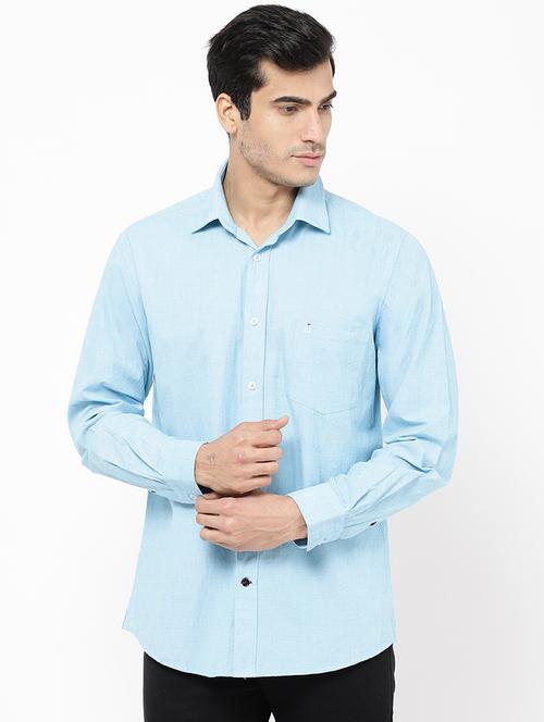 blue solid casual shirt - 16959664 - Standard Image - 1