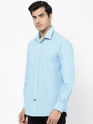 blue solid casual shirt - 16959664 - Standard Image - 2