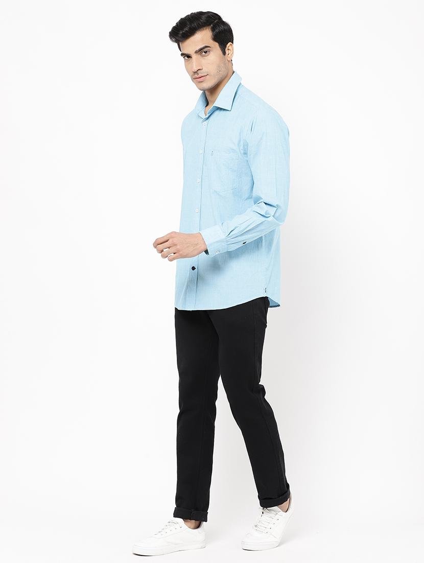 blue solid casual shirt - 16959664 - Zoom Image - 4