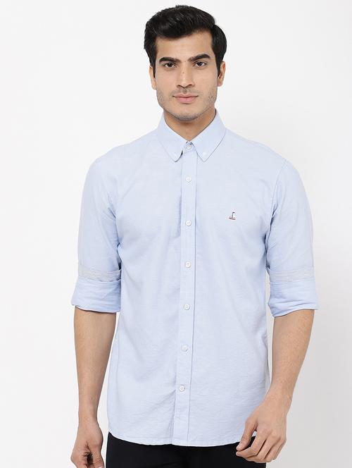 light blue solid casual shirt - 16959666 - Standard Image - 1