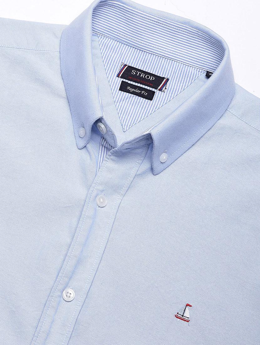 light blue solid casual shirt - 16959666 - Zoom Image - 5