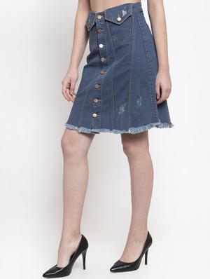 frayed hem denim skirt - 16959718 - Standard Image - 2