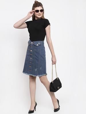 frayed hem denim skirt - 16959718 - Standard Image - 4