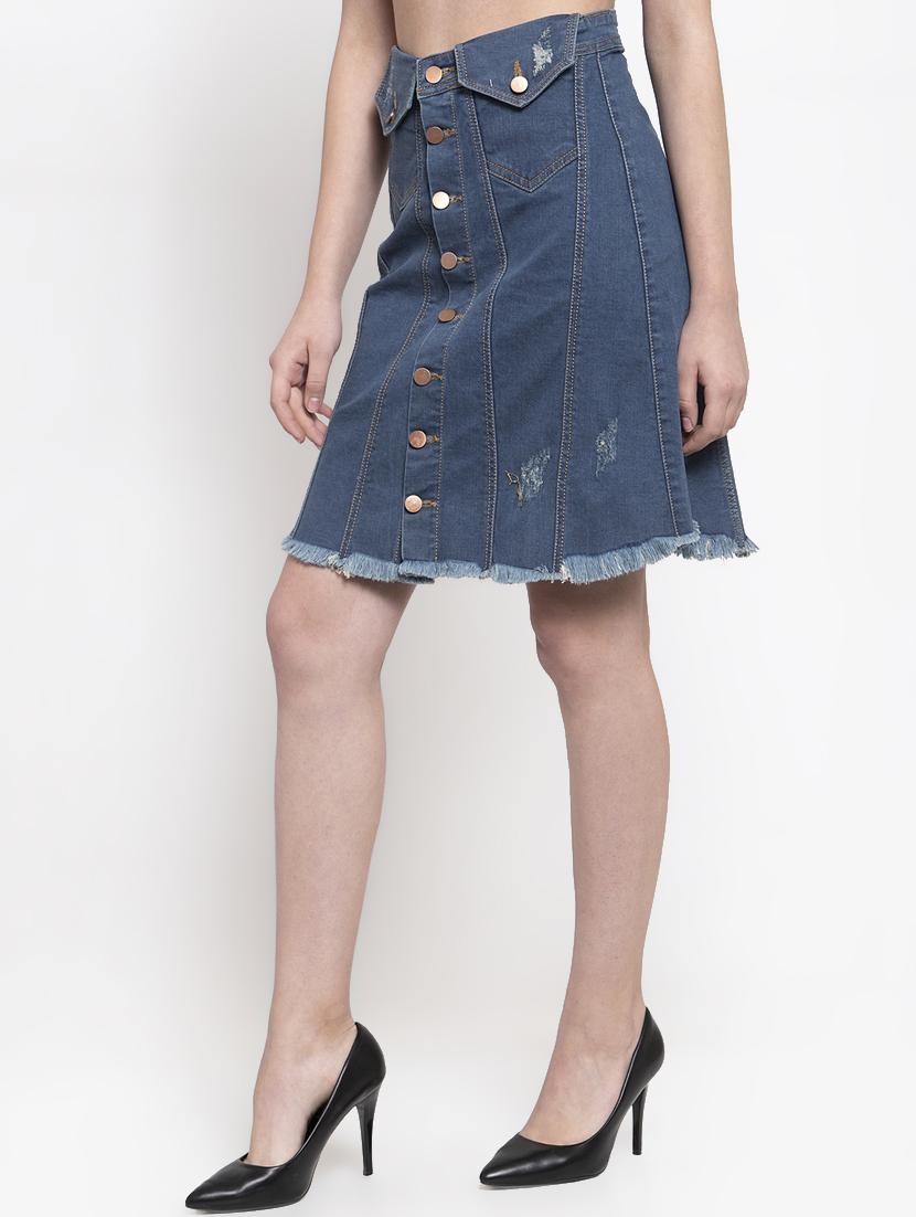 frayed hem denim skirt - 16959718 - Zoom Image - 2